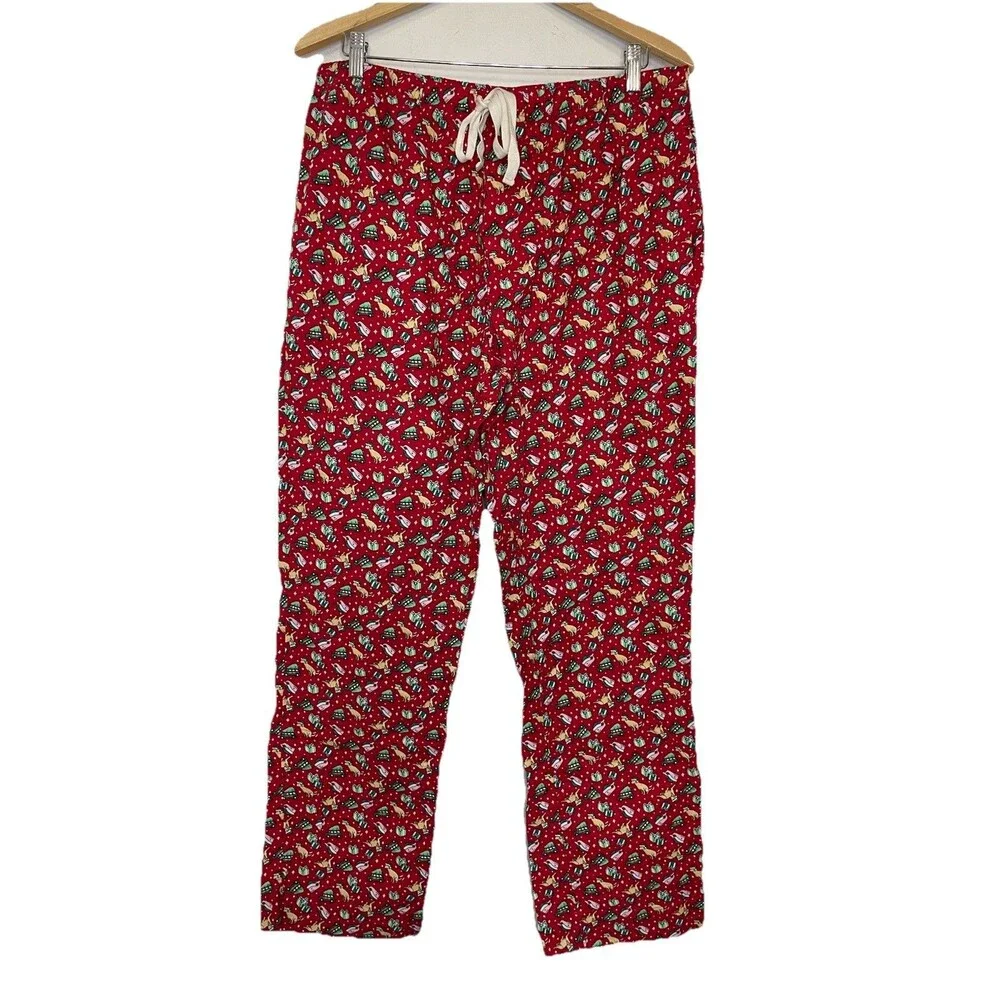 Vineyard Vines Adult Large Red Fleece Sleep Pants Holiday Christmas Whales